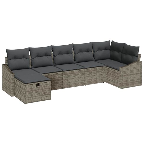 vidaXL Zestaw Sof na Ogród 7 pcs Szary 55 x 62 x 69 cm Polirattan