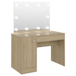 vidaXL Toaletka z oświetleniem LED, 110x55x145 cm, MDF, kolor dębu