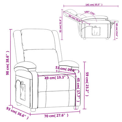 vidaXL Elektryczny fotel rozkładany, czarny, obity tkaniną