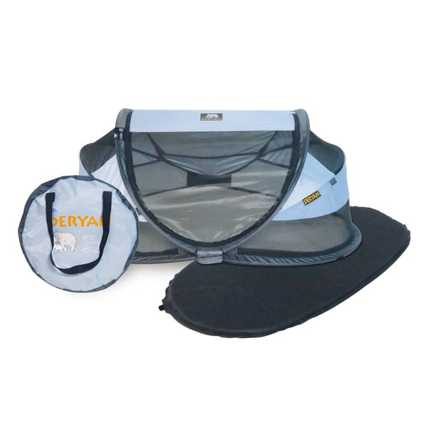 DERYAN Łóżeczko turystyczne Baby Luxe z moskitierą, niebieskie