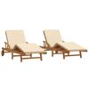 vidaXL Leżak 2 pcs Beżowy 200 x 67 x 84 cm Lite Drewno Akacji