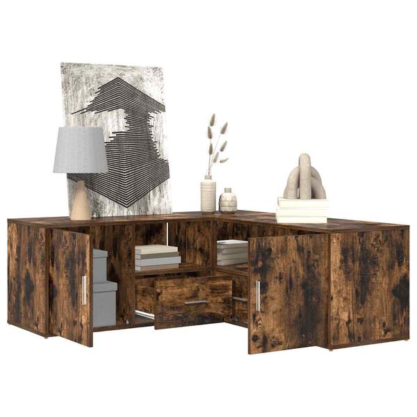 vidaXL Szafka narożna, przydymiony dąb, 200x40x45 cm