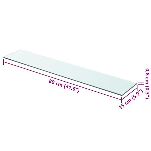 vidaXL Szklany, bezbarwny panel, 80x15 cm
