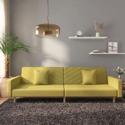 vidaXL 2-osobowa kanapa z 2 poduszkami, zielona, obita tkaniną