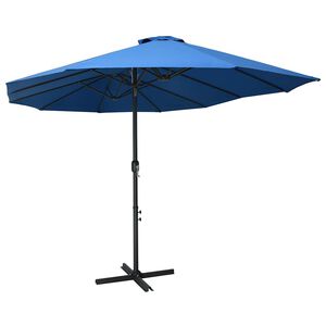 vidaXL Parasol ogrodowy na słupku aluminiowym, 460 x 270 cm, niebieski