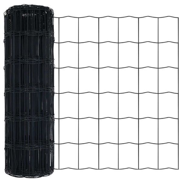 vidaXL Ogrodzenie Euro Szary 0.6 x 10 m Żelazo pokryte PVC