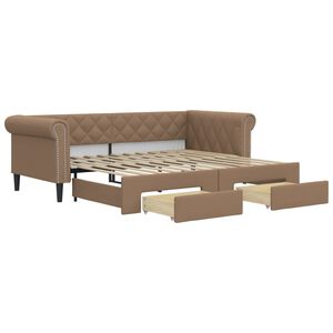 vidaXL Sofa rozsuwana z szufladami, cappuccino, 90x200 cm, ekoskóra