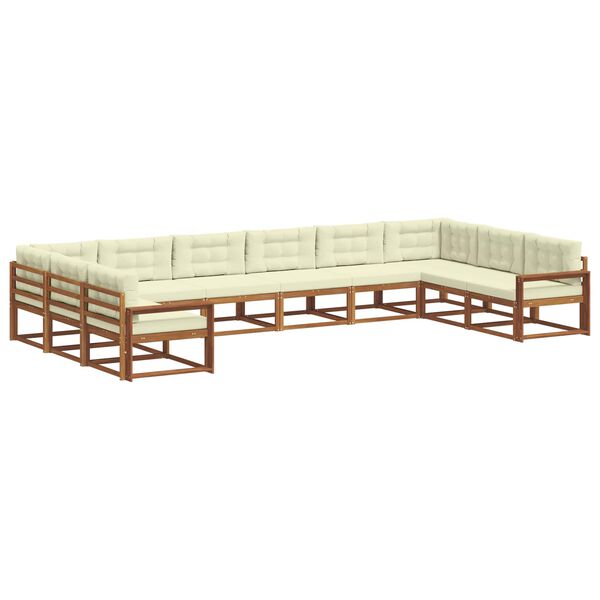 vidaXL Zestaw sof na zewnątrz z poduszką 10 pcs Naturalny i Kremowy