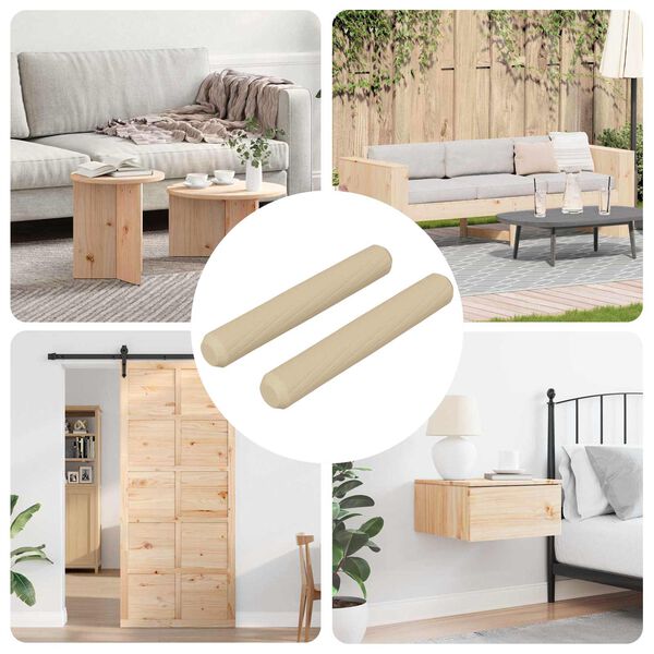 vidaXL Drewniane kołki 2 pcs Brązowy &Oslash;8 x 50 mm Lite drewno