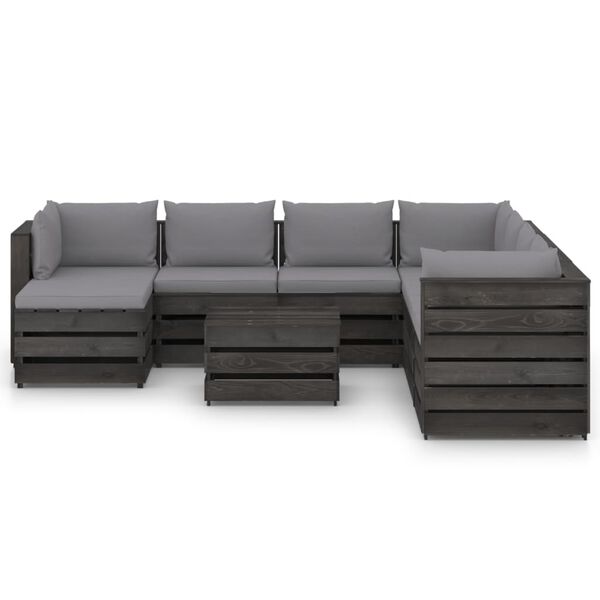 vidaXL 9-cz. zestaw wypoczynkowy do ogrodu, z poduszkami, drewniany