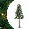 vidaXL Szczupła Choinka Zielony 210 cm PVC i lite drewno sosnowe