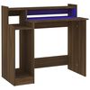 vidaXL Biurko z podświetleniem LED, brązowy dąb, 97x45x90 cm
