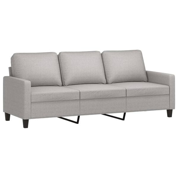 vidaXL Sofa 3-osobowa, jasnoszara, 180 cm, tapicerowana tkaniną