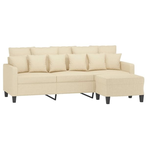 vidaXL Sofa 3-osobowa, kremowa, 180 cm, tapicerowana tkaniną