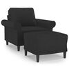 vidaXL Fotel z podn&oacute;żkiem, czarny, 60 cm, obity tkaniną