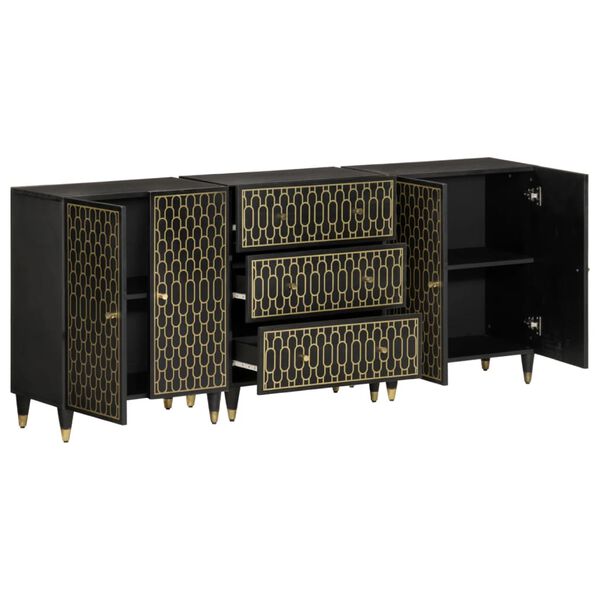 vidaXL Szafki, 3 szt., 60x33x75 cm, lite drewno mango