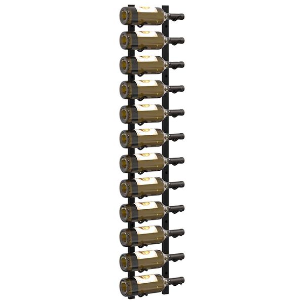 vidaXL Ścienny stojak na 12 butelek wina, czarny, żelazny