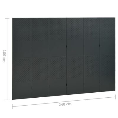 vidaXL Parawan 6-panelowy, antracytowy, 240 x 180 cm, stalowy