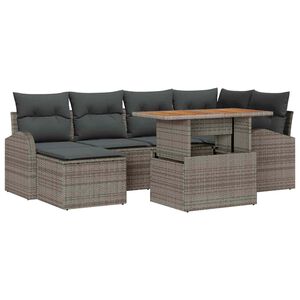 vidaXL Zestaw Sof na Ogr&oacute;d z przechowywaniem 7 pcs Szary Polirattan