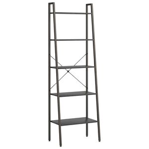 vidaXL Regał drabina z 5 p&oacute;łkami, czarny, 56x35x174 cm