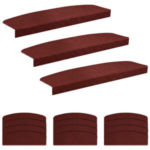 vidaXL Nakładki na schody 15 szt. 56 x 17 x 3 cm bordowy Poliester