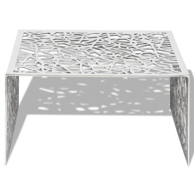 vidaXL Ażurowy stolik kawowy z aluminium, kolor srebrny