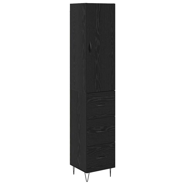 vidaXL Highboard Czarny Dąb 69,5 x 34 x 180 cm Materiał drewnopochodny