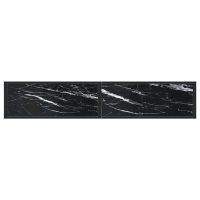 vidaXL Konsola, czarny marmur, 180x35x75,5 cm, szkło hartowane