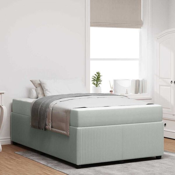 vidaXL Ramka ł&oacute;żka z materacem Jasnoszary 120 x 200 cm tkanina