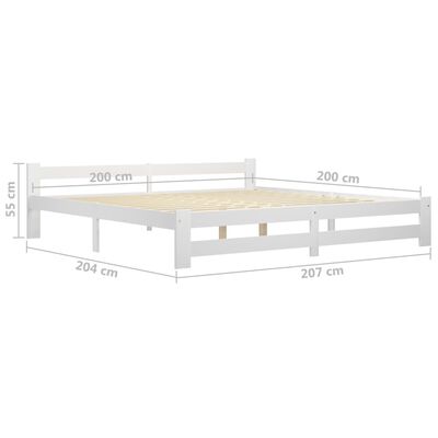 vidaXL Rama łóżka, biała, lite drewno sosnowe, 200x200 cm