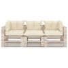 vidaXL Ogrodowa sofa 3-os. z palet, z poduszkami, drewno sosnowe