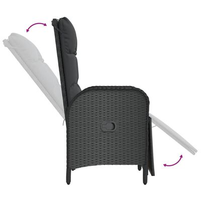 vidaXL Rozkładane krzesła ogrodowe, 2 szt., ze stolikiem, czarne