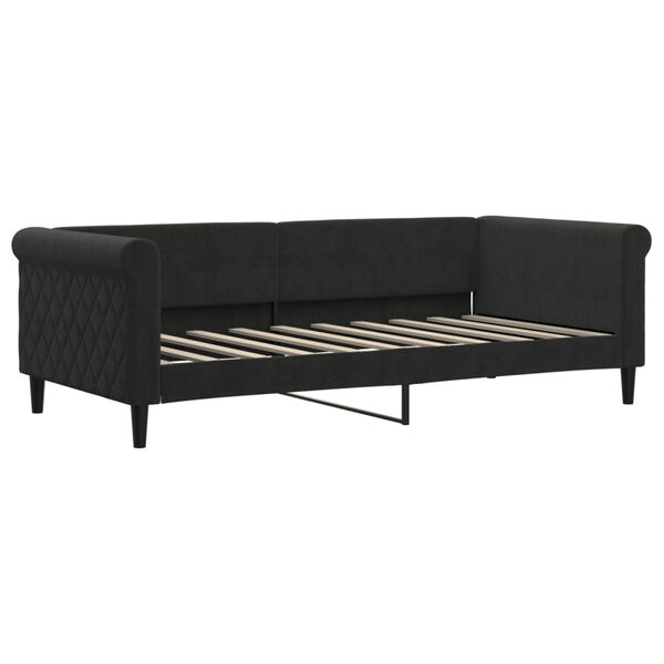 vidaXL Sofa rozsuwana z szufladami, czarna, 90x190 cm, aksamit