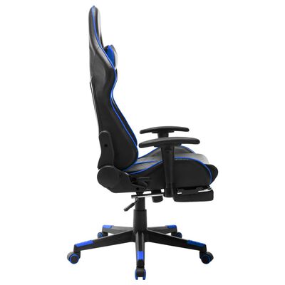 vidaXL Fotel dla gracza z podnóżkiem, czarno-niebieski, sztuczna skóra