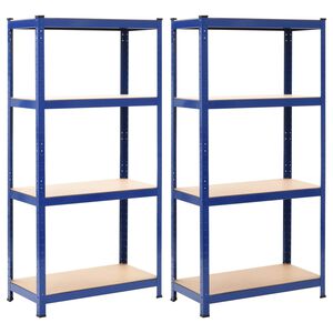 vidaXL Regały magazynowe, 2 szt., niebieskie, 80x40x160 cm, stal i MDF