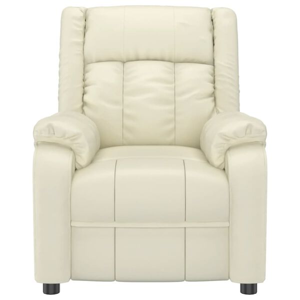 vidaXL Podnoszony fotel masujący, kremowy, obity sztuczną skórą