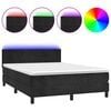 vidaXL Ł&oacute;żko kontynentalne z materacem i LED, czarny aksamit 140x190cm