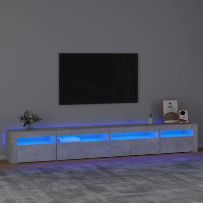 vidaXL Szafka pod TV z oświetleniem LED, szarość betonu, 270x35x40 cm