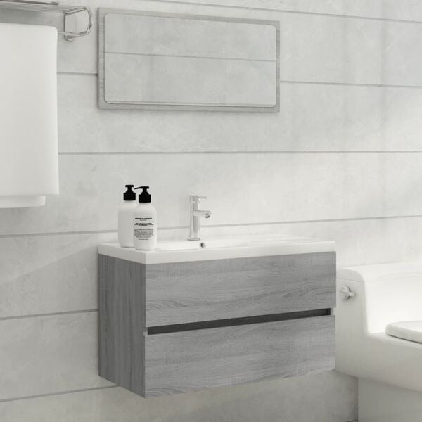 vidaXL Szafka pod umywalkę, szary dąb sonoma, 80x38,5x45 cm