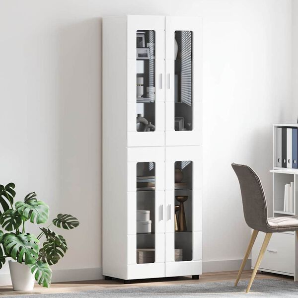 vidaXL Highboard z p&oacute;łką FLORIN Wysoki połysk biały 60 x 35 x 182 cm