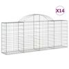 vidaXL Kosze gabionowe, 14 szt, 200x30x80/100 cm, galwanizowane żelazo