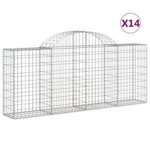 vidaXL Kosze gabionowe, 14 szt, 200x30x80/100 cm, galwanizowane żelazo