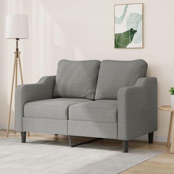 vidaXL Sofa 2-osobowa, ciemnoszara, 120 cm, tapicerowana tkaniną