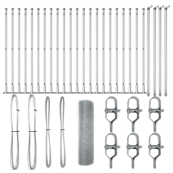 vidaXL Słupek ogrodzeniowy. Srebrny 50 x 1 m (siatka 12 x 12 mm) Stal