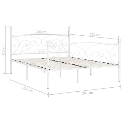 vidaXL Rama łóżka ze stelażem z listw, biała, metalowa, 200 x 200 cm