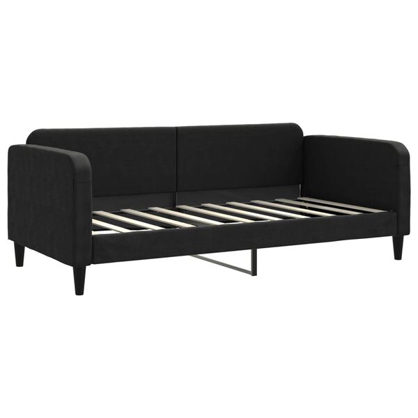 vidaXL Sofa rozsuwana z materacami, czarna, 90x190 cm, tkanina