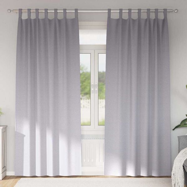 vidaXL Firany blackout z k&oacute;łkami 2 pcs Metaliczny Szary 225 x 140 cm
