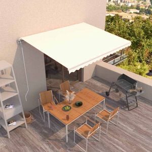 vidaXL Automatycznie zwijana markiza, 450x350 cm, kremowa
