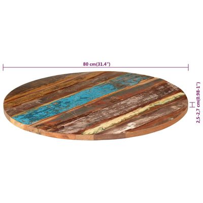 vidaXL Okrągły blat stołu, 80 cm, 25-27 mm, lite drewno odzyskane