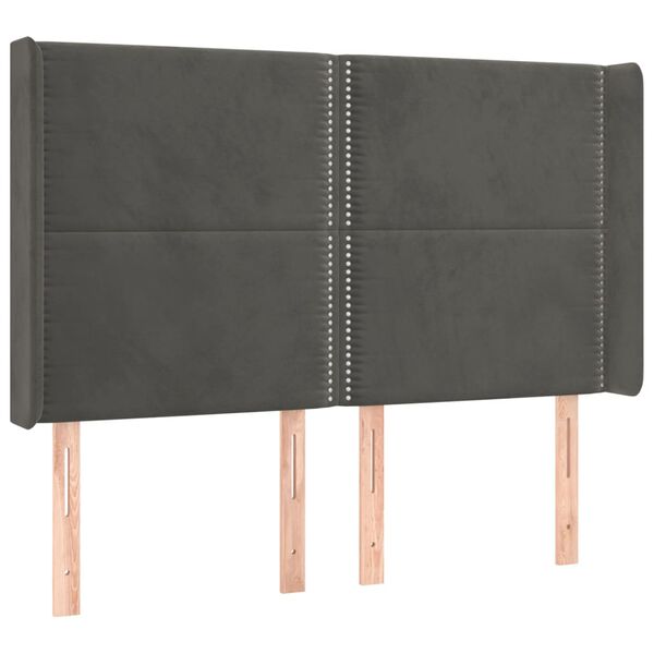 vidaXL Zagł&oacute;wek uszak, ciemnoszary, 147x16x118/128 cm, aksamit